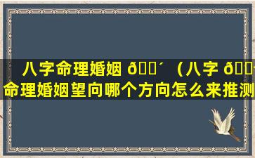 八字命理婚姻 🌴 （八字 🐬 命理婚姻望向哪个方向怎么来推测）